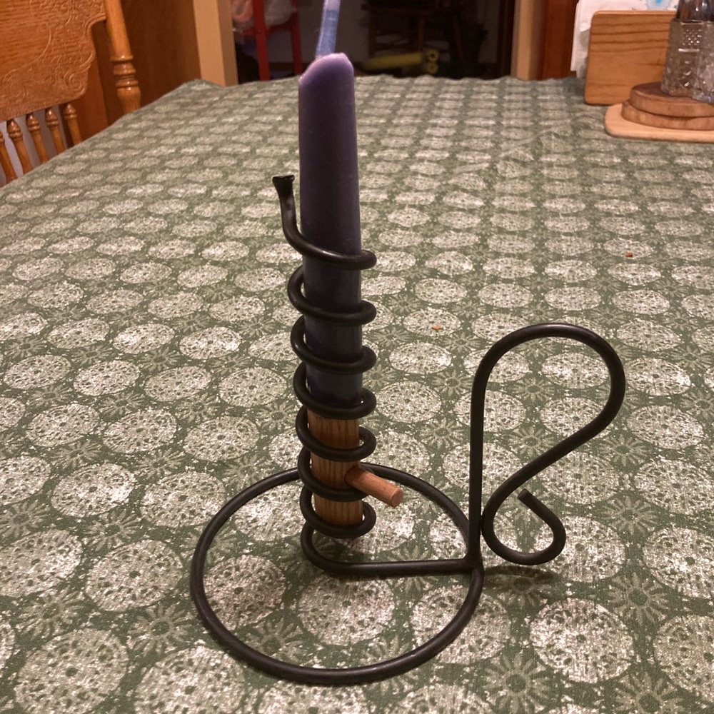 Wrought iron courting candle holder